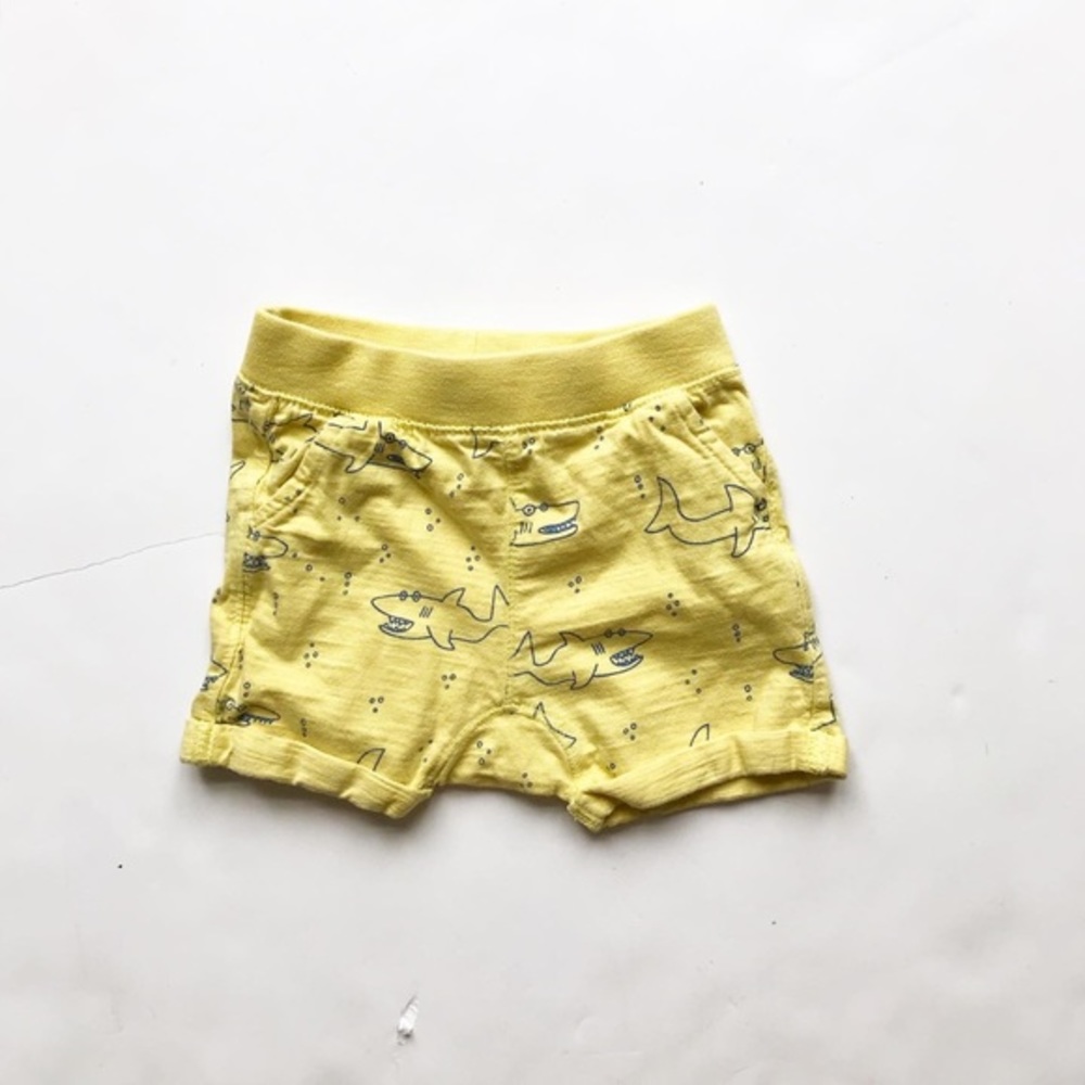 Zara yellow shark print shorts EUC 6-9 months